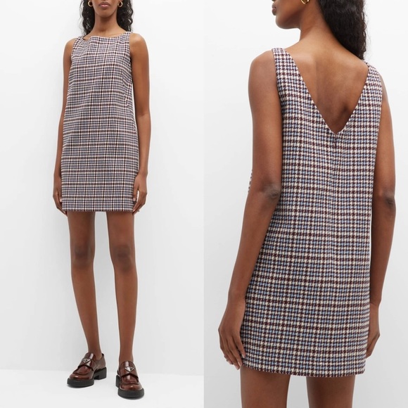 NWT Rebecca Taylor Techy Houndstooth Wool Shift Mini Dress Sheath Sleeveless 2 4 - Picture 3 of 15